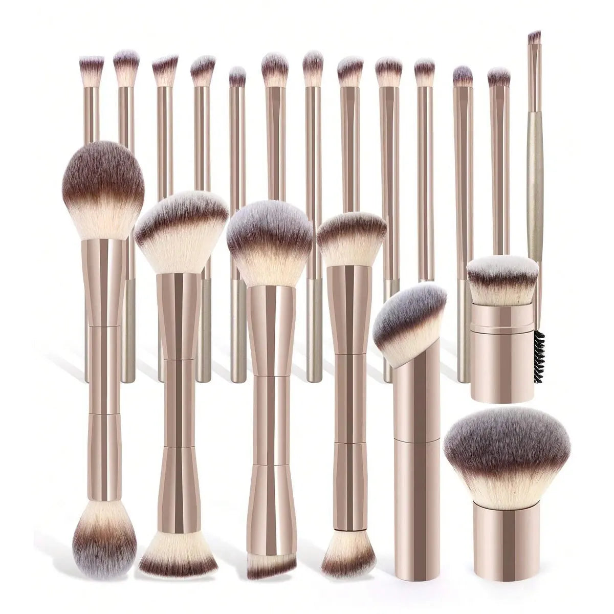 20-Piece Professional Makeup Brush Set with Velvet Bag – Soft Foundation, Eyeshadow and Eyebrow Brushes - Vellévia