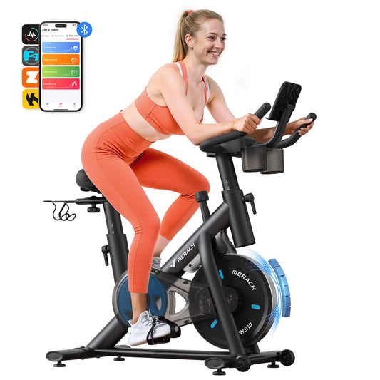 Magnetic Indoor Cycling Bike with Bluetooth App – Low Noise Stationary Exercise Bike (300 lbs Capacity) - Vellévia
