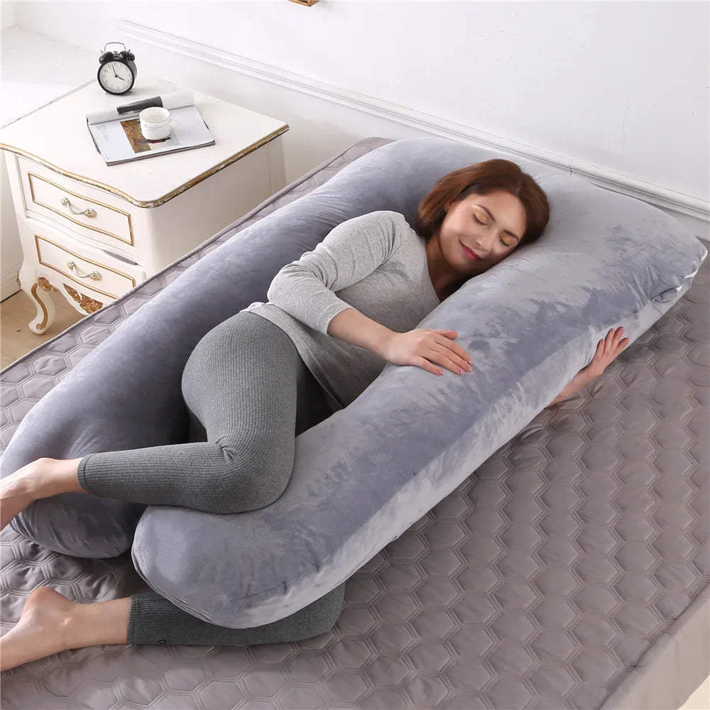Full Body Pregnancy Pillow with Removable Cover – Maternity Sleeping & Nursing Support Cushion 130x70cm - Vellévia