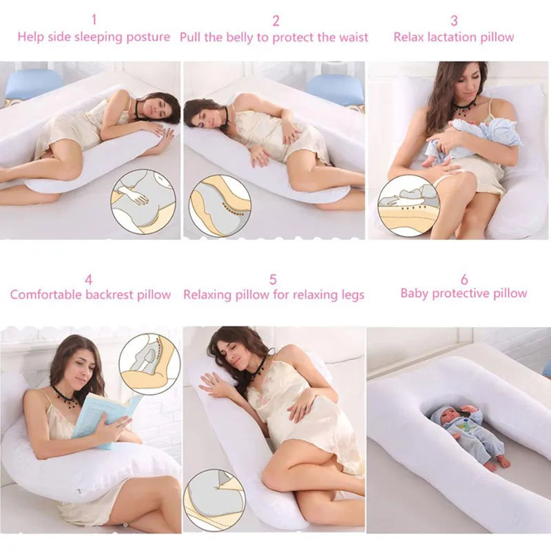 Full Body Pregnancy Pillow with Removable Cover – Maternity Sleeping & Nursing Support Cushion 130x70cm - Vellévia