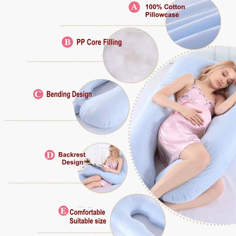 Full Body Pregnancy Pillow with Removable Cover – Maternity Sleeping & Nursing Support Cushion 130x70cm - Vellévia