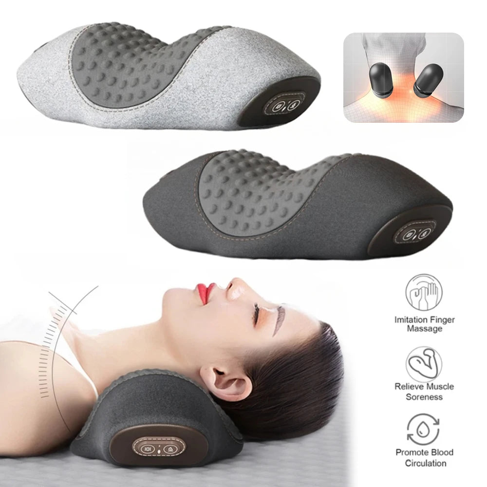 Electric Neck Massager Pillow with Heat & Vibration – Cervical Support Relaxation Cushion - Vellévia