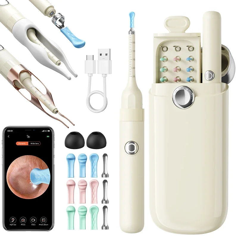 Wireless Ear Wax Removal Tool with 1080P Camera – Waterproof Visual Ear Cleaner Kit with Tweezers - Vellévia