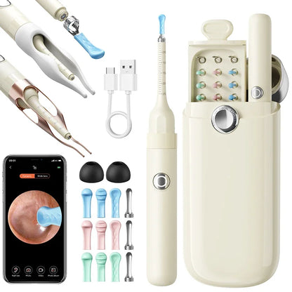 Wireless Ear Wax Removal Tool with 1080P Camera – Waterproof Visual Ear Cleaner Kit with Tweezers - Vellévia