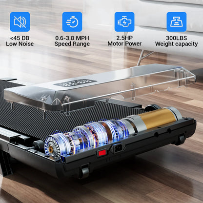 Foldable Under Desk Treadmill 2.5HP – 6% Incline Walking Pad with Remote & LED Display (300lbs Capacity) - Vellévia