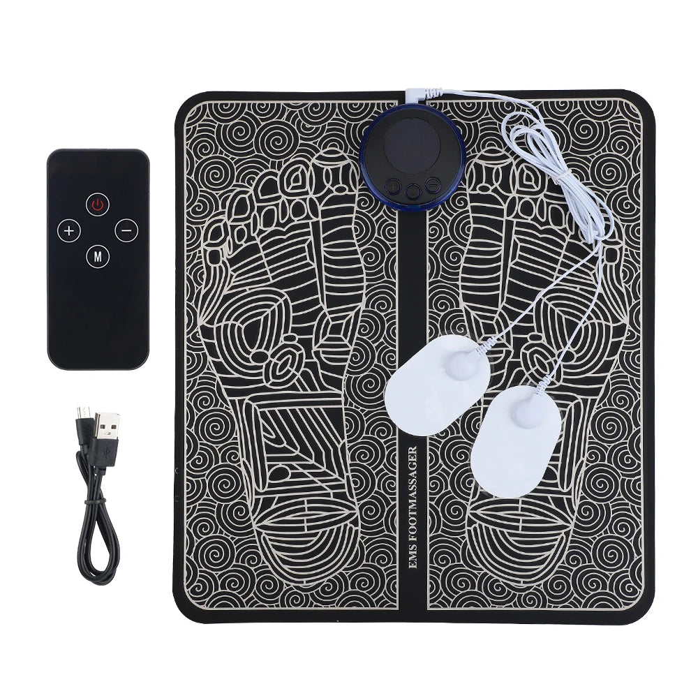 Rechargeable EMS Foot Massager Pad – Electric Muscle Stimulation Mat with Remote Control - Vellévia