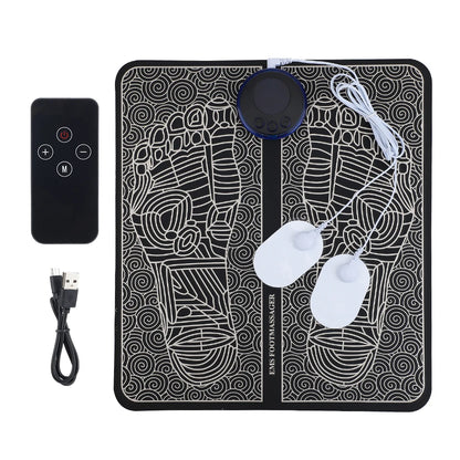 Rechargeable EMS Foot Massager Pad – Electric Muscle Stimulation Mat with Remote Control - Vellévia