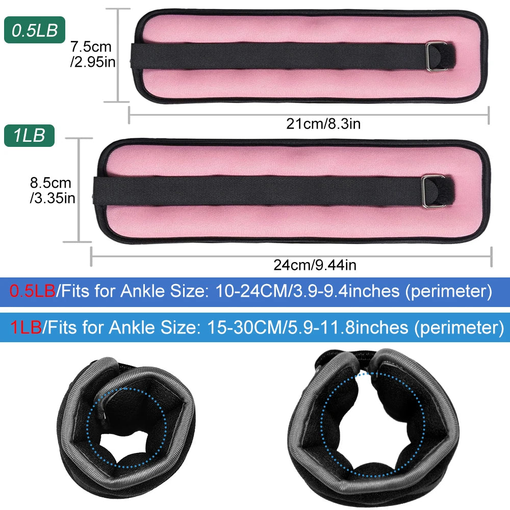 Adjustable Ankle Wrist Weights (Pair) 0.25kg - 0.5kg Fitness Training – Neoprene Leg and Arm Weights for Fitness Training - Vellévia