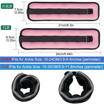 Adjustable Ankle Wrist Weights (Pair) 0.25kg - 0.5kg Fitness Training – Neoprene Leg and Arm Weights for Fitness Training - Vellévia