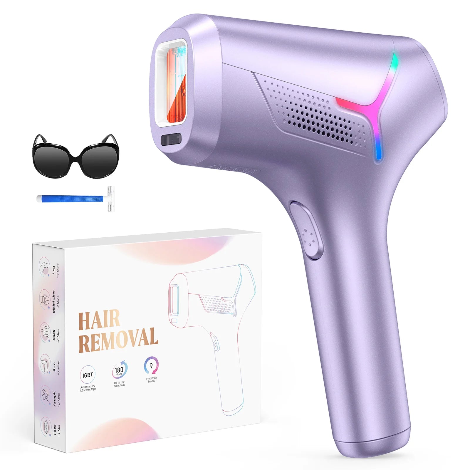 IPL Hair Removal Device with 990,000 Flashes – 9 Energy Levels for Body, Face and Bikini - Vellévia