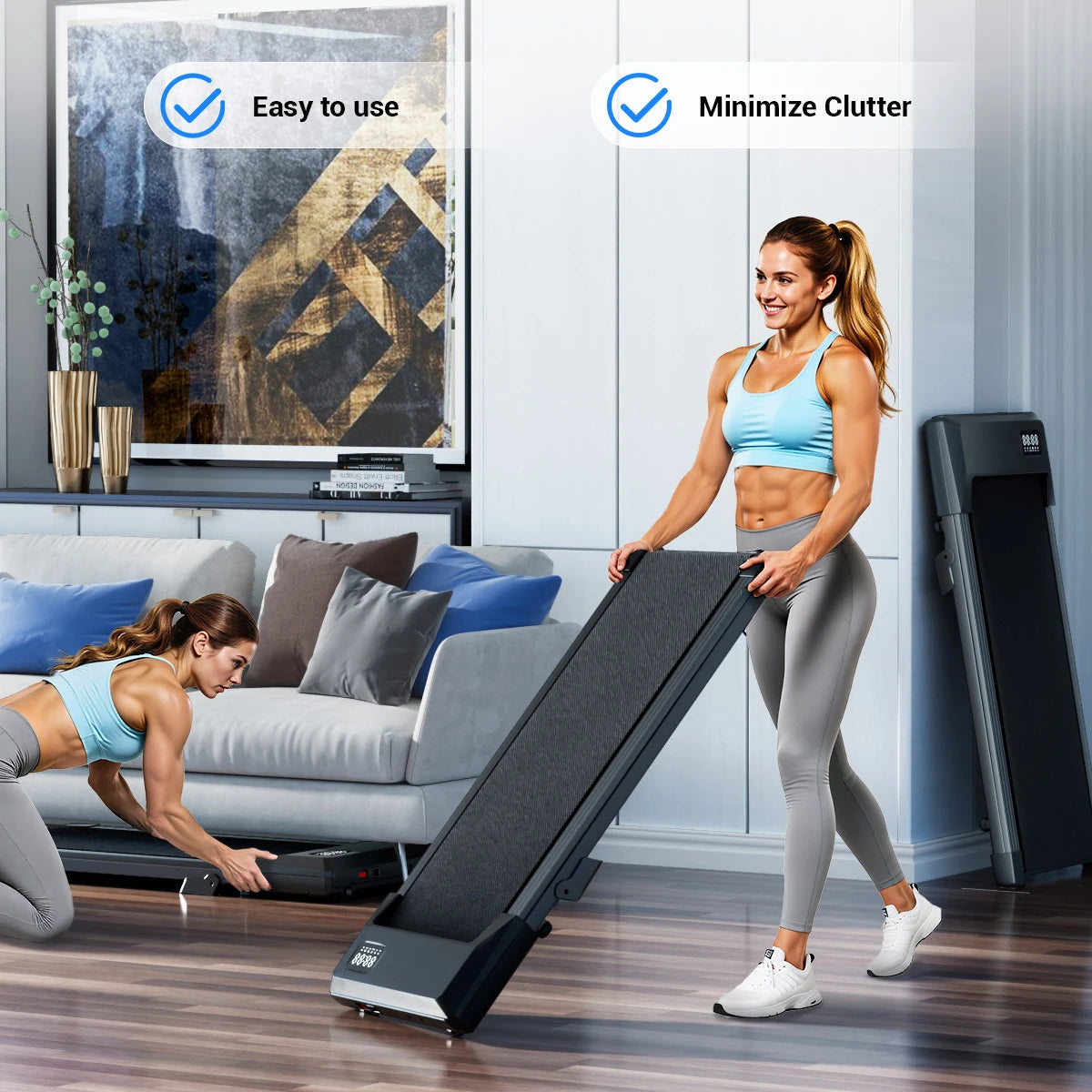 Foldable Under Desk Treadmill 2.5HP – 6% Incline Walking Pad with Remote & LED Display (300lbs Capacity) - Vellévia