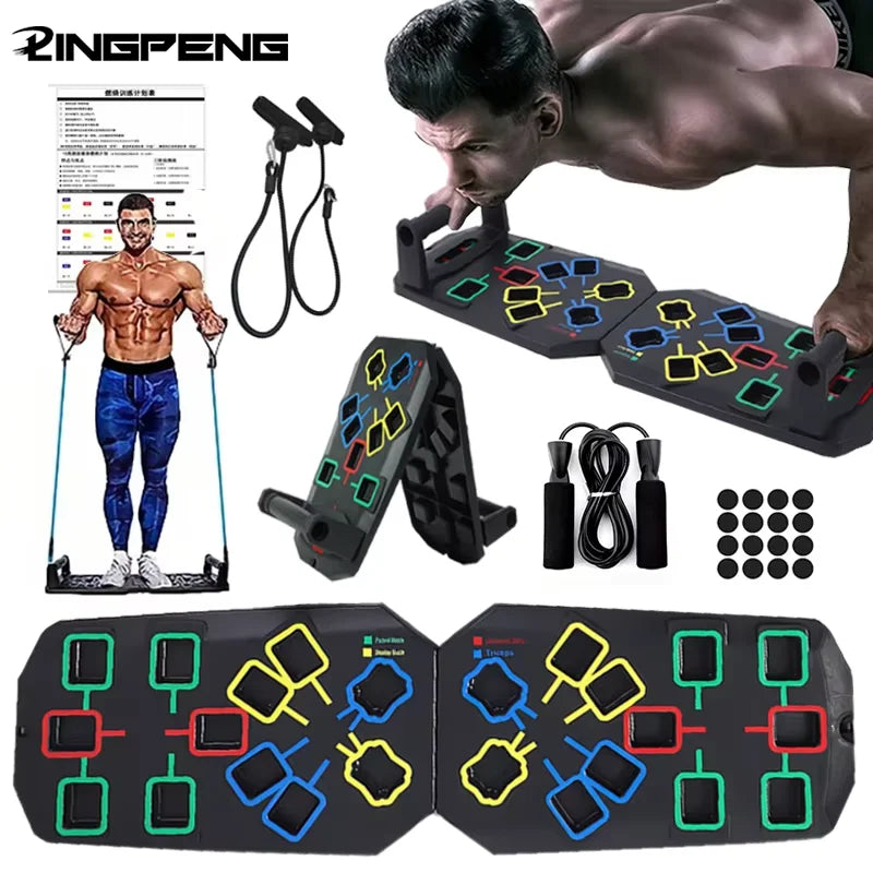 Folding Push Up Board Set – Color-Coded Multifunctional Upper Body Strength Training System - Vellévia