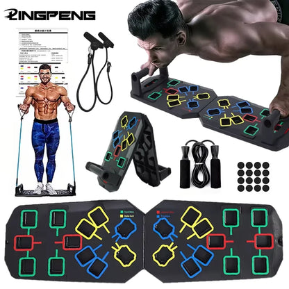 Folding Push Up Board Set – Color-Coded Multifunctional Upper Body Strength Training System - Vellévia