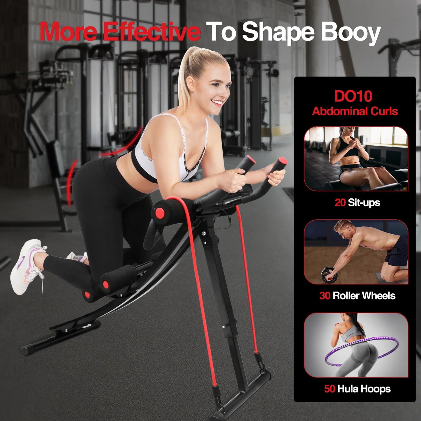 Foldable Ab Machine with LCD Monitor – Adjustable Core & Abdominal Trainer for Home Gym (440 lbs Capacity) - Vellévia