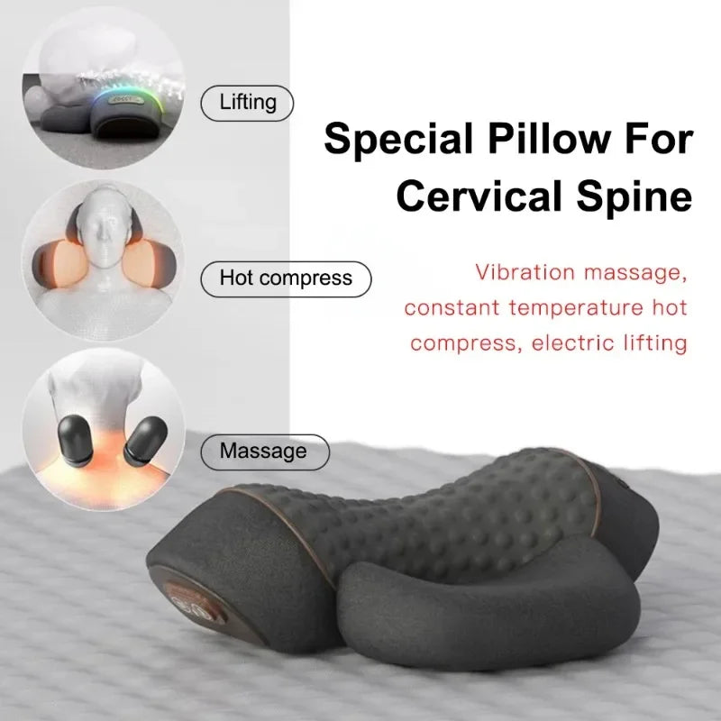 Electric Neck Massager Pillow with Heat & Vibration – Cervical Support Relaxation Cushion - Vellévia