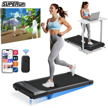 Foldable Under Desk Treadmill 2.5HP – 6% Incline Walking Pad with Remote & LED Display (300lbs Capacity) - Vellévia