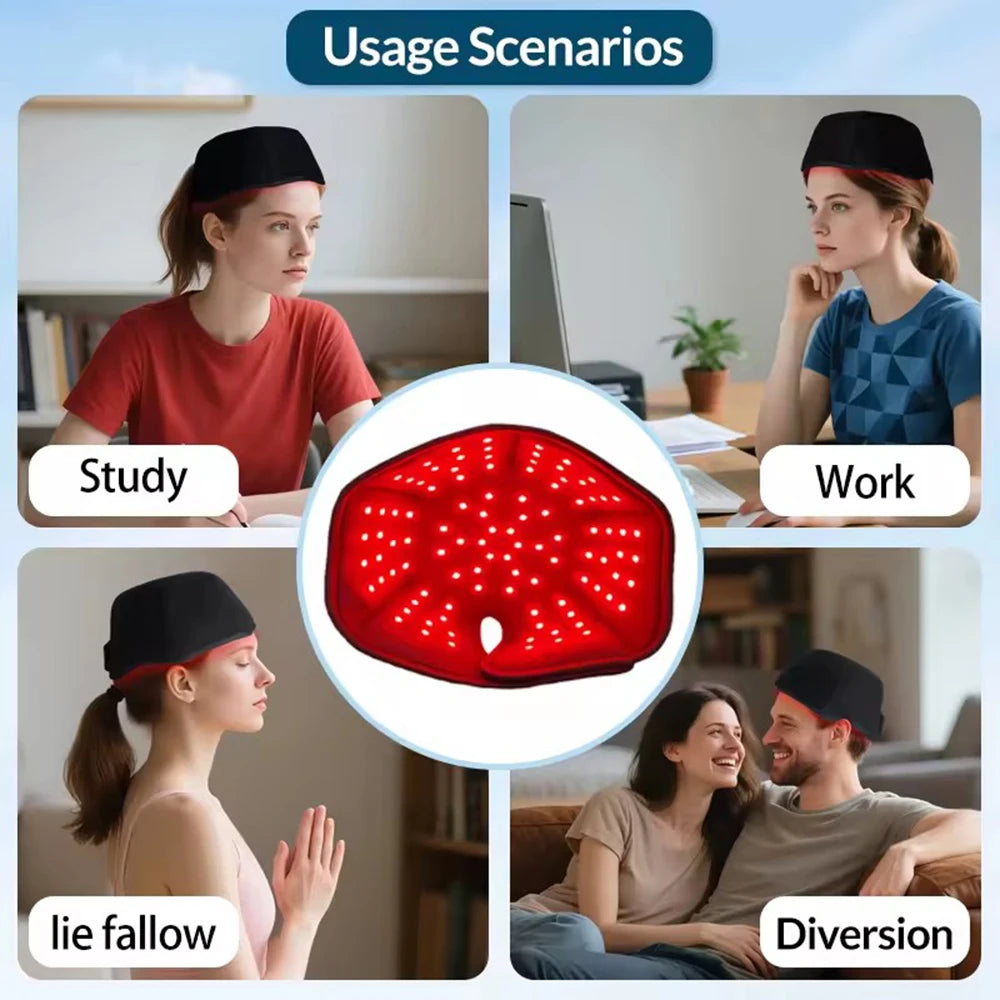 LED Red Light Therapy Hair Growth Cap – 660nm & 850nm Infrared Laser Hat for Hair Regrowth, Stress & Migraine Relief - Vellévia
