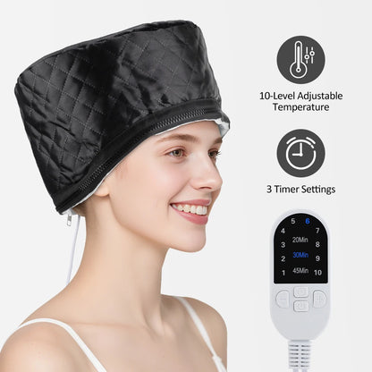 Electric Hair Steamer Cap with 10 Heat Levels – Thermal Deep Conditioning Hair Treatment Hat - Vellévia
