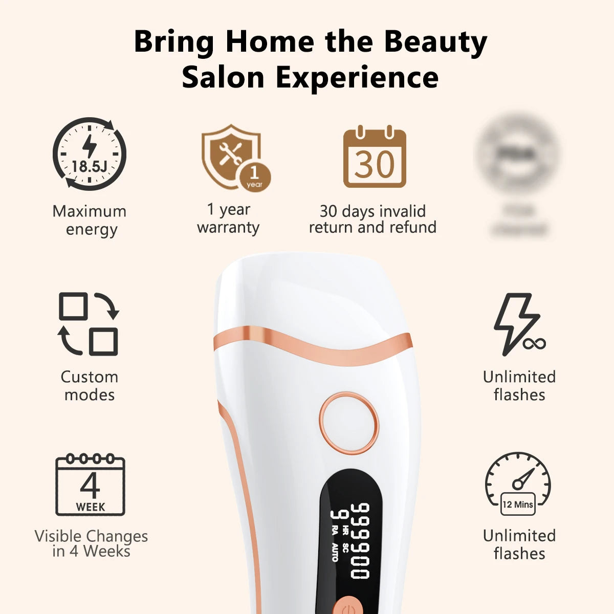 IPL Hair Removal Device with 999,000 Flashes – 9 Energy Levels Electric Photoepilator for Women and Men - Vellévia