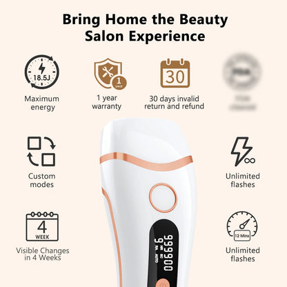 IPL Hair Removal Device with 999,000 Flashes – 9 Energy Levels Electric Photoepilator for Women and Men - Vellévia