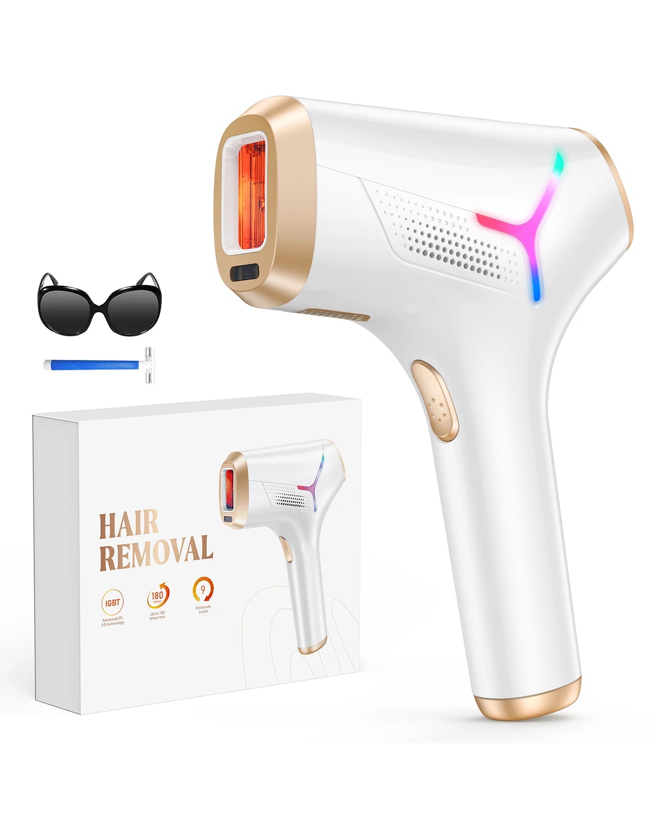 IPL Hair Removal Device with 990,000 Flashes – 9 Energy Levels for Body, Face and Bikini - Vellévia