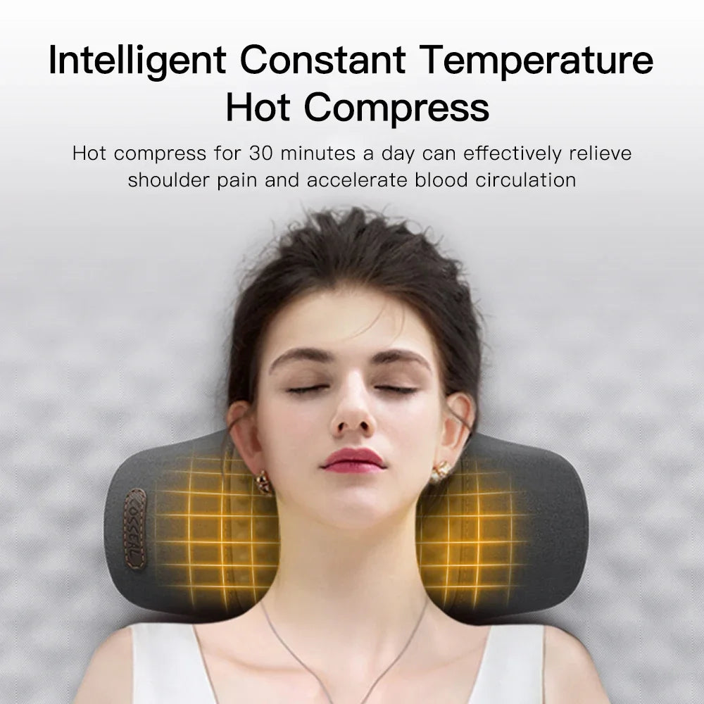 Electric Neck Massager Pillow with Heat & Vibration – Cervical Support Relaxation Cushion - Vellévia