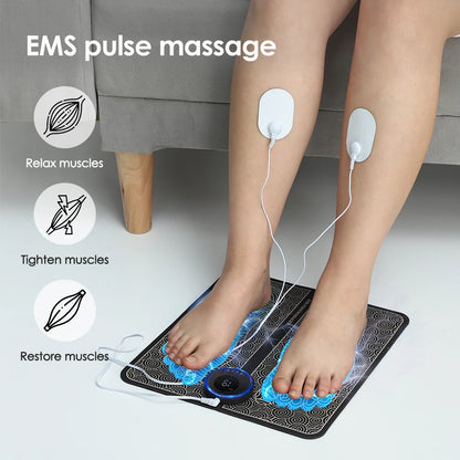Rechargeable EMS Foot Massager Pad – Electric Muscle Stimulation Mat with Remote Control - Vellévia