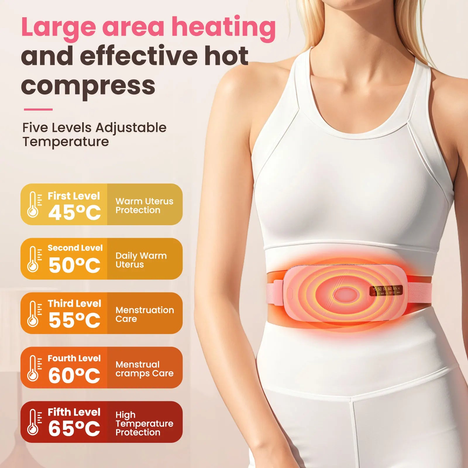 Electric Menstrual Heating Belt with Vibration – 5 Temperature Modes & Smart Timer Waist Heating Pad - Vellévia