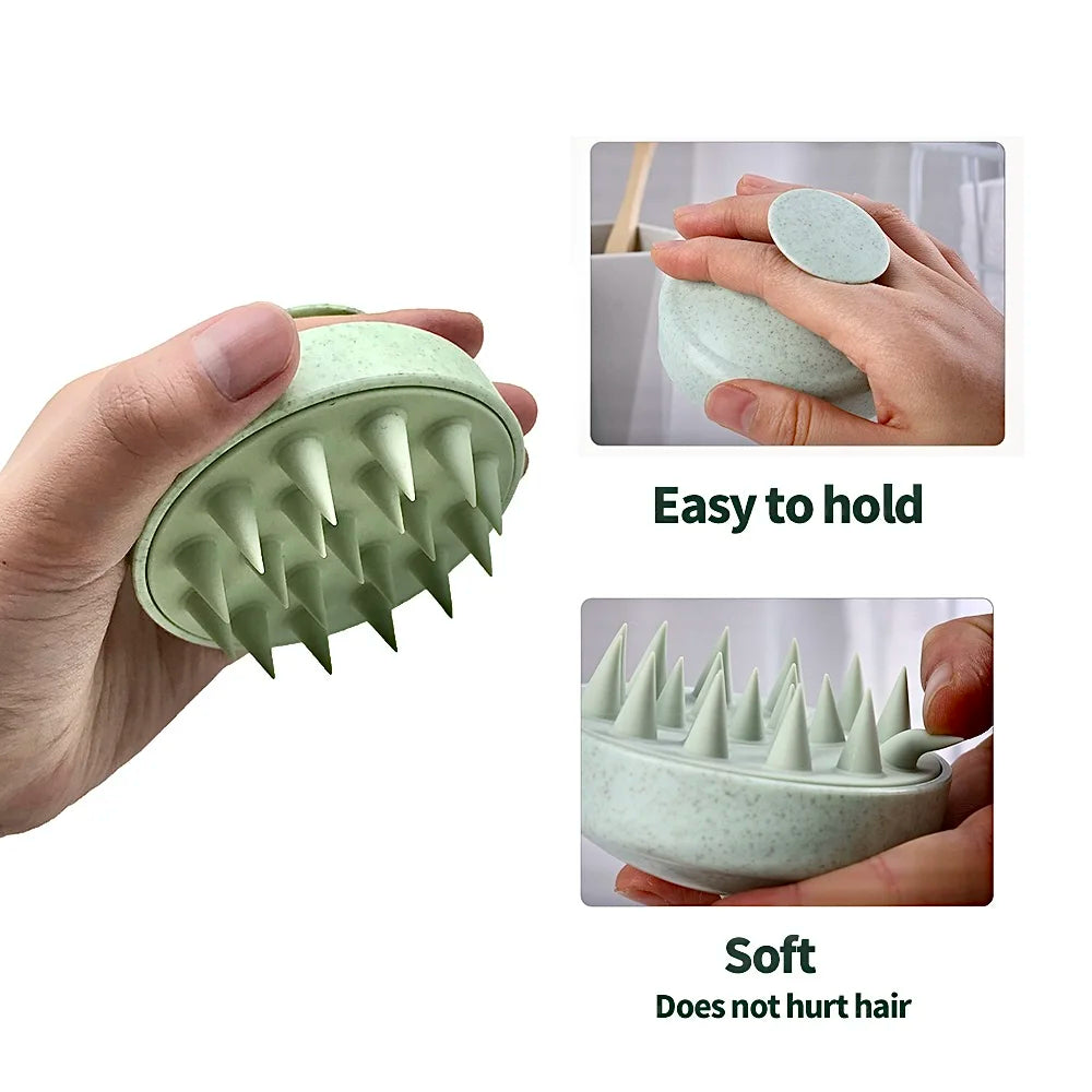 Eco-Friendly Wheat Straw Silicone Scalp Massager – Anti-Dandruff Shampoo Brush & Hair Root Itching Relief Shower Comb - Vellévia