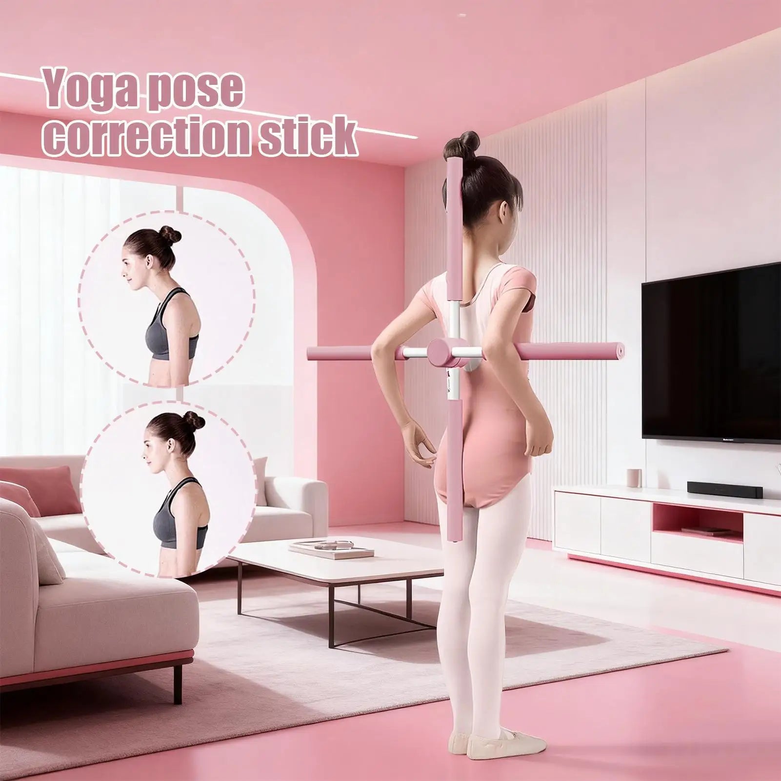 Telescopic Yoga Posture Training Stick – Adjustable Pilates Alignment Bar with Foam Handles - Vellévia