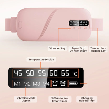 Electric Menstrual Heating Belt with Vibration – 5 Temperature Modes & Smart Timer Waist Heating Pad - Vellévia