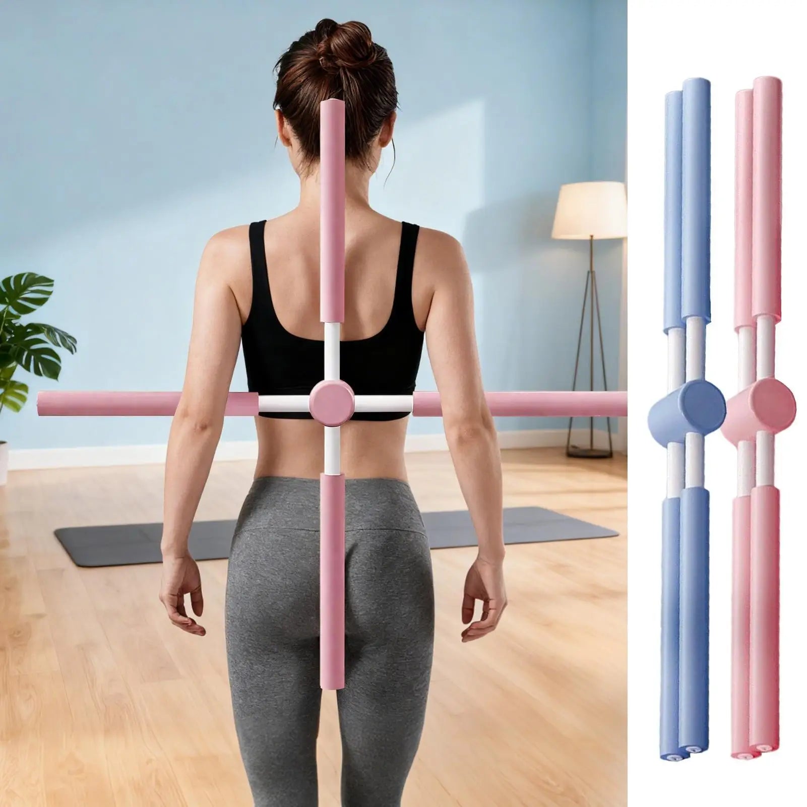 Telescopic Yoga Posture Training Stick – Adjustable Pilates Alignment Bar with Foam Handles - Vellévia