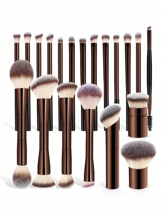 20-Piece Professional Makeup Brush Set with Velvet Bag – Soft Foundation, Eyeshadow and Eyebrow Brushes - Vellévia