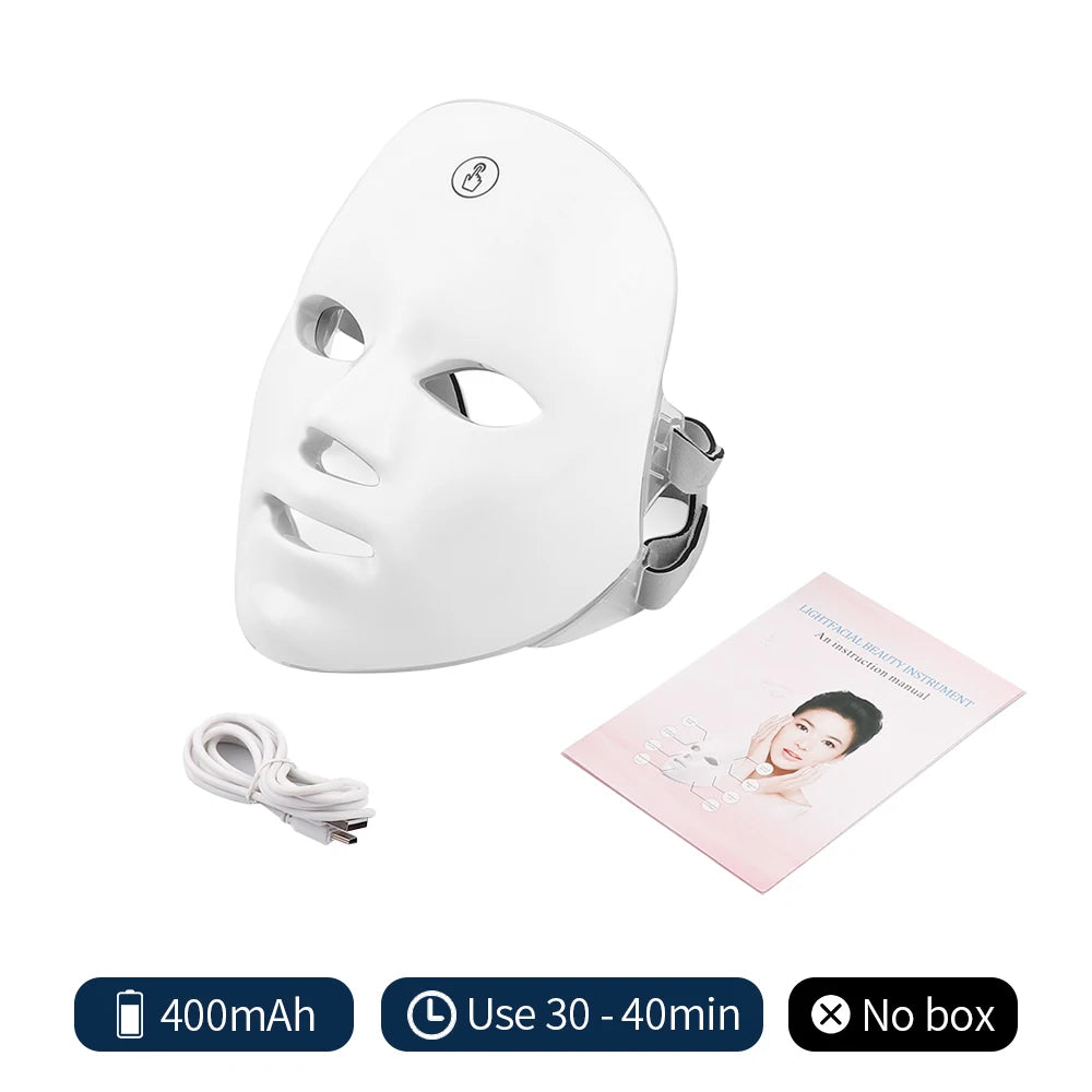 Rechargeable 7 Color LED Facial Mask – Photon Light Therapy Beauty Mask for Home Skincare - Vellévia