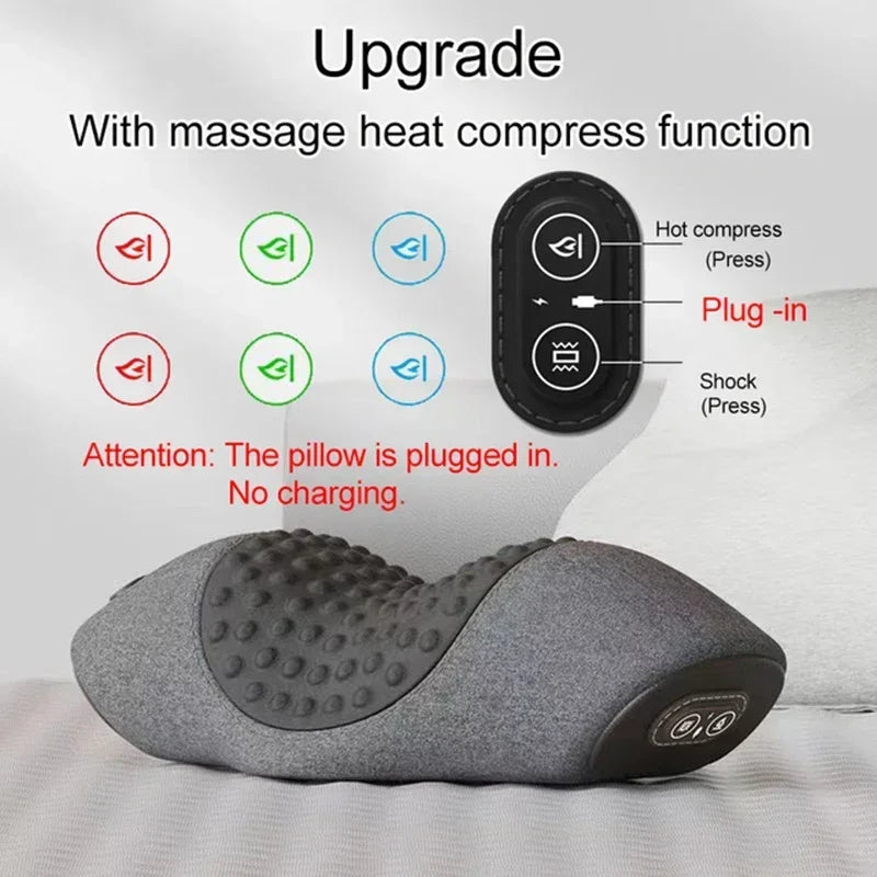 Electric Neck Massager Pillow with Heat & Vibration – Cervical Support Relaxation Cushion - Vellévia