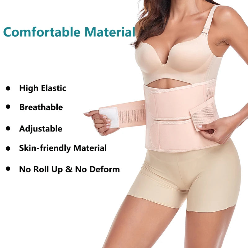 Postpartum Abdominal Binder with Back Support – Adjustable C-Section Recovery Belly Wrap for Women - Vellévia
