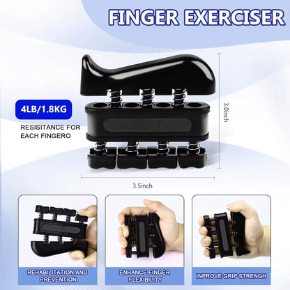 5 Piece Grip Trainer Kit – Adjustable Hand Gripper Set with Finger Exerciser, Stress Ball & Forearm Ring - Vellévia