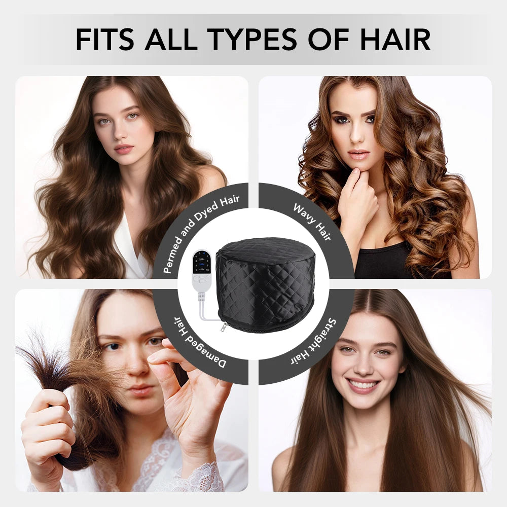 Electric Hair Steamer Cap with 10 Heat Levels – Thermal Deep Conditioning Hair Treatment Hat - Vellévia