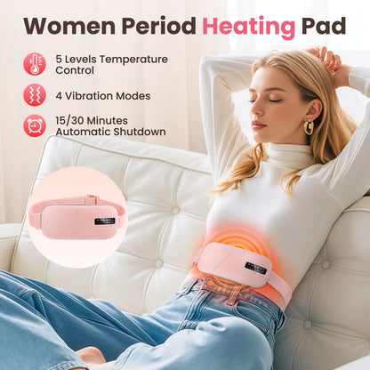 Electric Menstrual Heating Belt with Vibration – 5 Temperature Modes & Smart Timer Waist Heating Pad - Vellévia