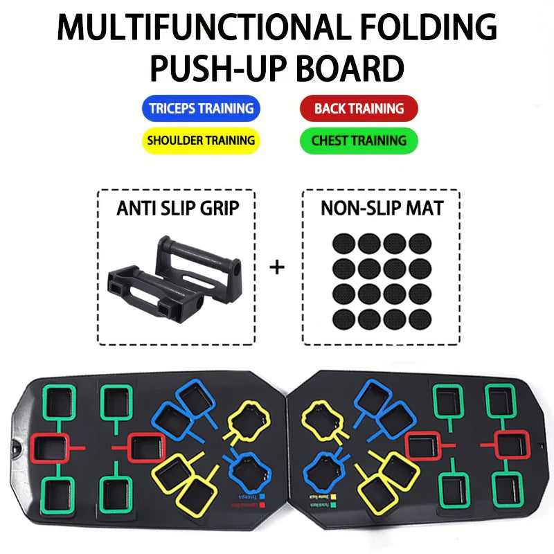 Folding Push Up Board Set – Color-Coded Multifunctional Upper Body Strength Training System - Vellévia