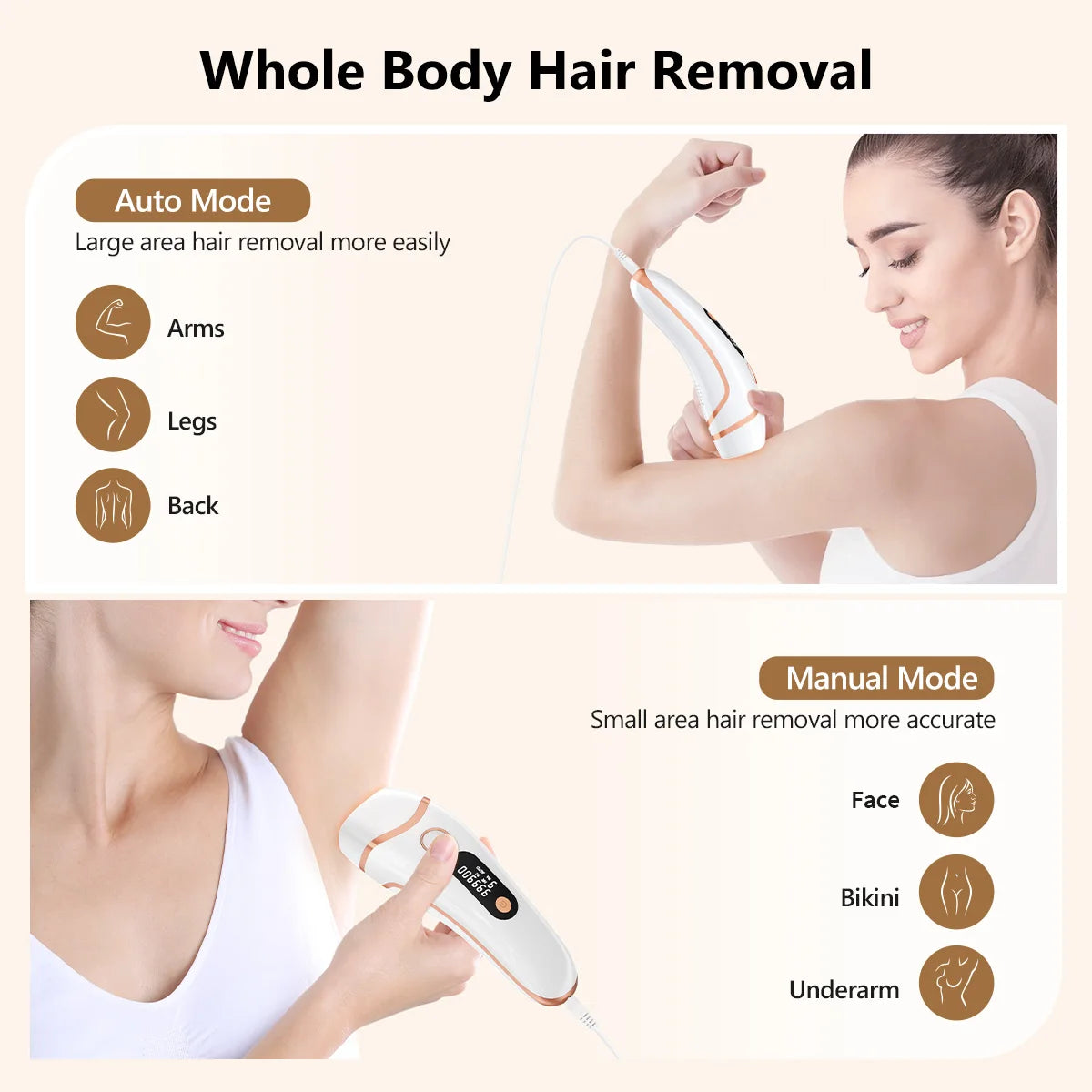 IPL Hair Removal Device with 999,000 Flashes – 9 Energy Levels Electric Photoepilator for Women and Men - Vellévia