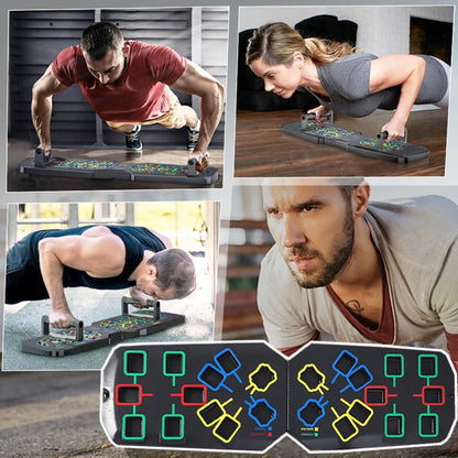 Folding Push Up Board Set – Color-Coded Multifunctional Upper Body Strength Training System - Vellévia