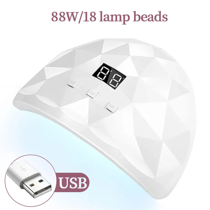 88W LED UV Nail Lamp with 3 Timer Settings – Gel Nail Polish Curing Dryer for Home and Salon Use - Vellévia