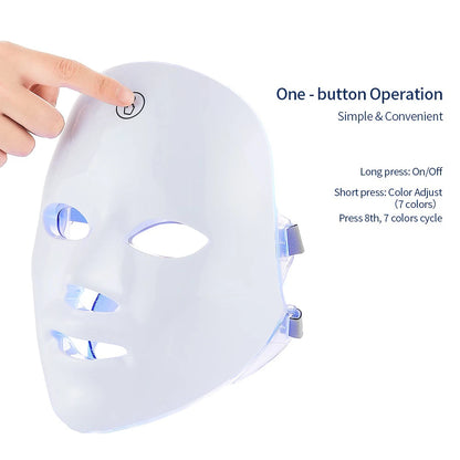 Rechargeable 7 Color LED Facial Mask – Photon Light Therapy Beauty Mask for Home Skincare - Vellévia