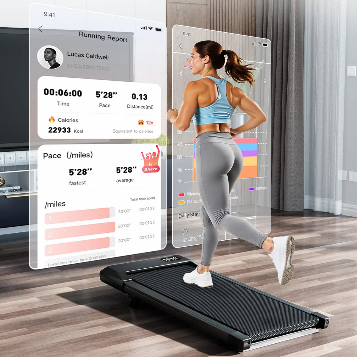 Foldable Under Desk Treadmill 2.5HP – 6% Incline Walking Pad with Remote & LED Display (300lbs Capacity) - Vellévia