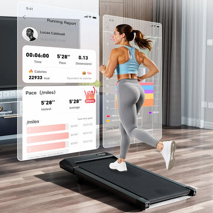Foldable Under Desk Treadmill 2.5HP – 6% Incline Walking Pad with Remote & LED Display (300lbs Capacity) - Vellévia