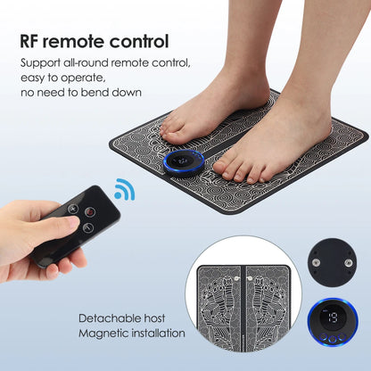 Rechargeable EMS Foot Massager Pad – Electric Muscle Stimulation Mat with Remote Control - Vellévia