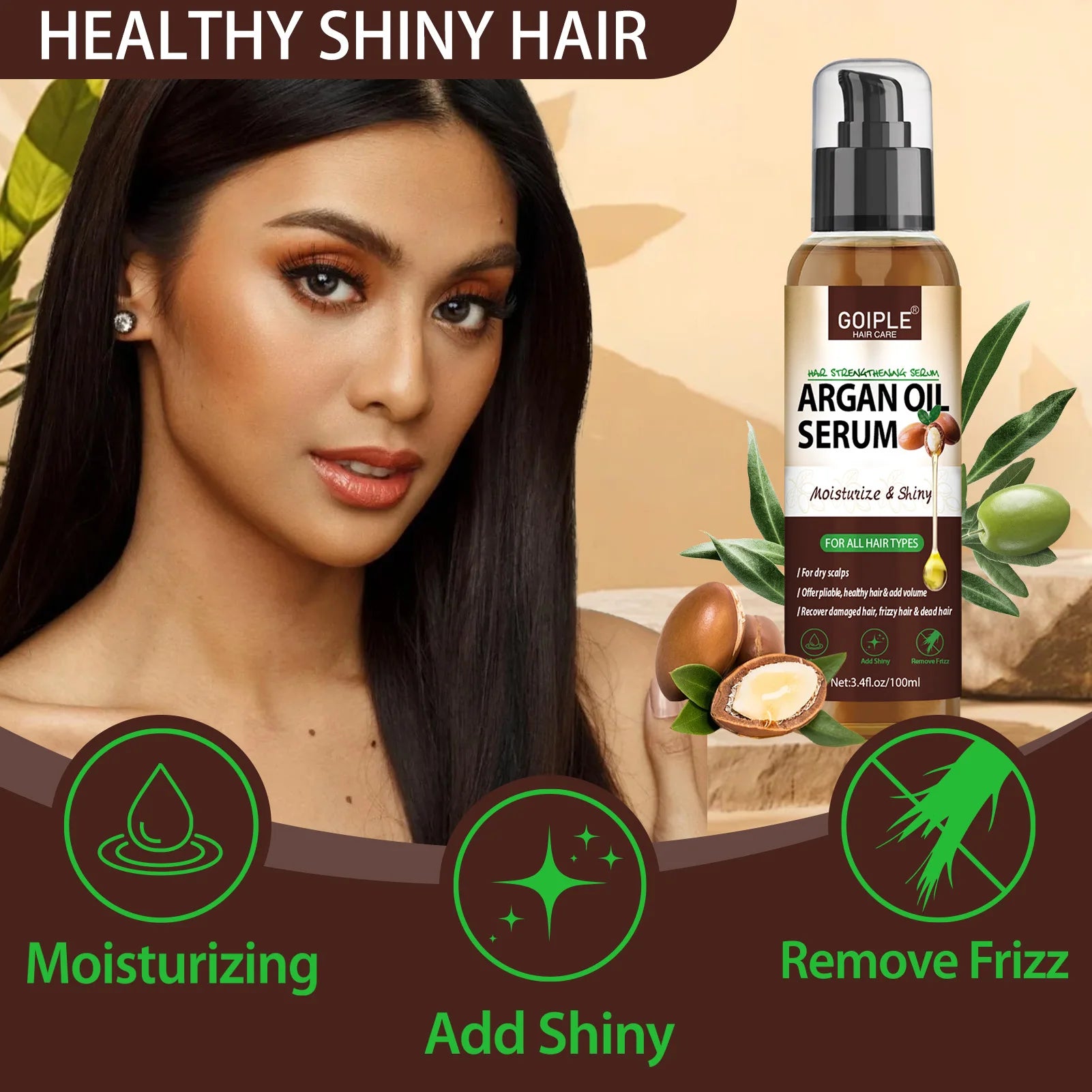 Natural Argan Oil Hair Serum 100ml – Moisturizing and Shine Enhancing Hair Treatment - Vellévia
