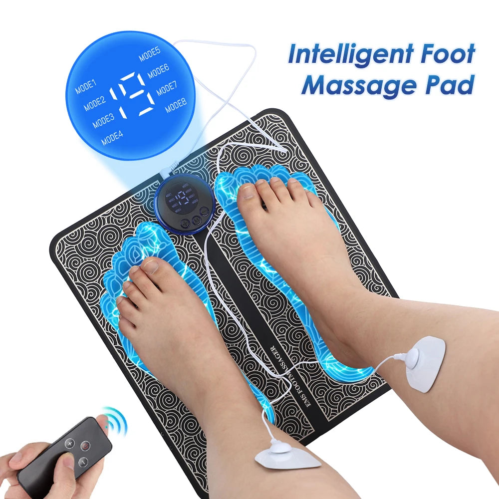 Rechargeable EMS Foot Massager Pad – Electric Muscle Stimulation Mat with Remote Control - Vellévia