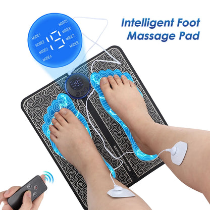 Rechargeable EMS Foot Massager Pad – Electric Muscle Stimulation Mat with Remote Control - Vellévia